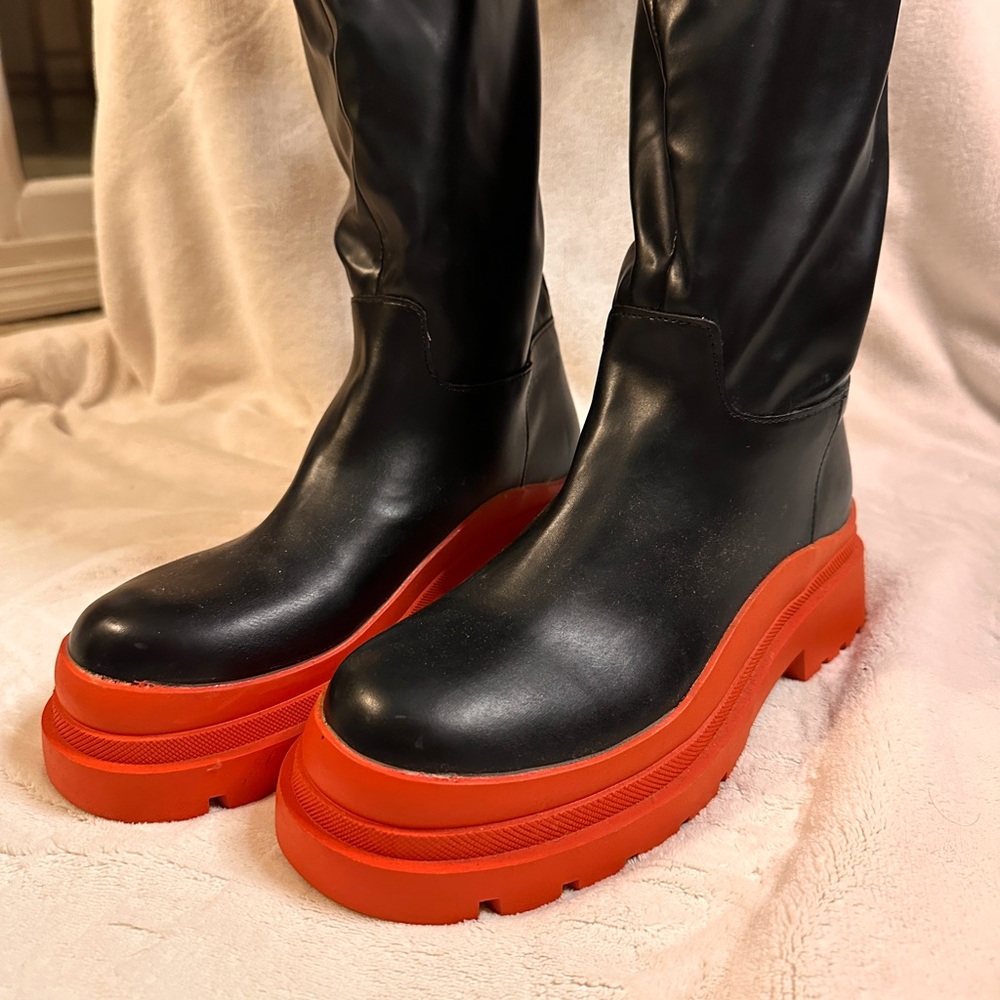 Nasty Gal Black Leather Boots (Women’s size 8)